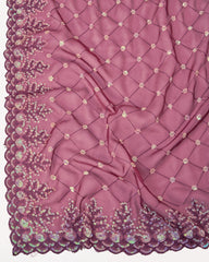 Designer sequence embroidery work on premium organza silk saree