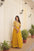 Yellow colour embroidery sequence work premium gown