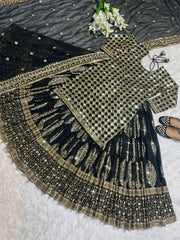 Black colour beautiful sequence embroidery work  designer top lehenga