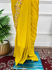 Ready to wear saree with beautiful embroidery work jacket with stitched blouse