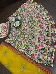 Beautiful thread embroidery sequence work designer lehenga choli