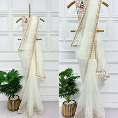 Designer multi thread work blouse with zari work organza saree