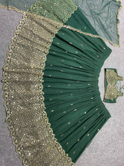Green colour designer sequence embroidery work lehenga choli