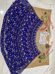 multi colour thread embroidery sequence work designer lehenga choli