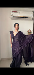 1 Min  ready to wear  premium organza silk with heavy ruffle work  saree