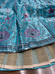 Thread embroidery  sequence work designer lehenga choli