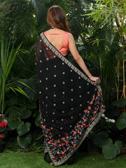 Beautiful embroidery thread work designer saree