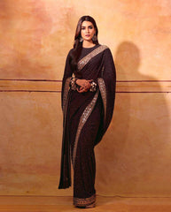 Designer embroidery lace border sequence work saree