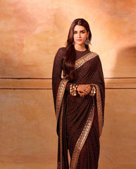 Designer embroidery lace border sequence work saree