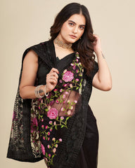 Designer Chikankari Embroidery thread work net saree