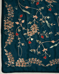 Designer embroidery with sequence rangoli silk saree