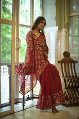 Boutique style sequence work on premium chinon silk saree
