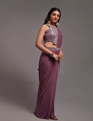 Wild berry 1 min ready to wear saree with designer blouse