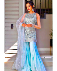 New designer sequence work sharara palazzo suit