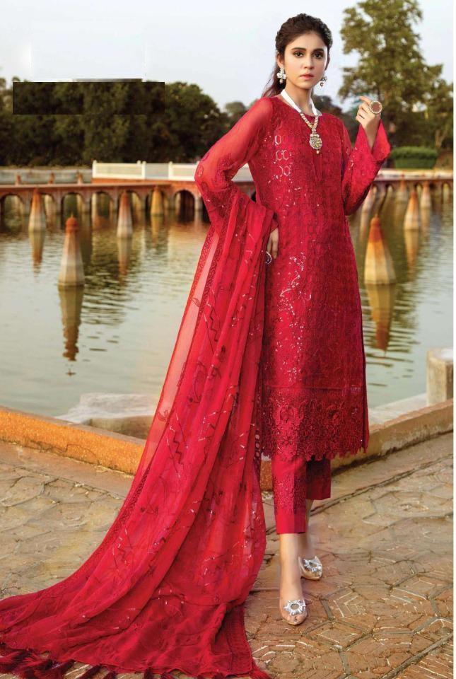 Red Festive Designer Heavy Embroidered Dress