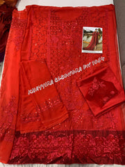 Red Festive Designer Heavy Embroidered Dress