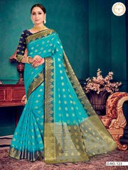 Pachrangi design raw silk woven Saree