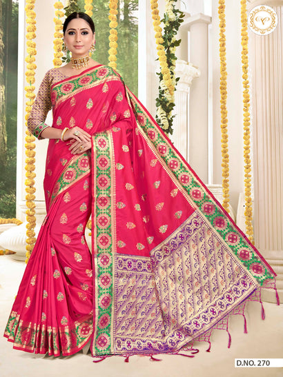 Buy Kalapushpi Self Design Banarasi Cotton Blend, Pure Silk Red Sarees  Online @ Best Price In India | Flipkart.com