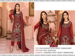 Red Georgette Embroidered Boutique Style Dress