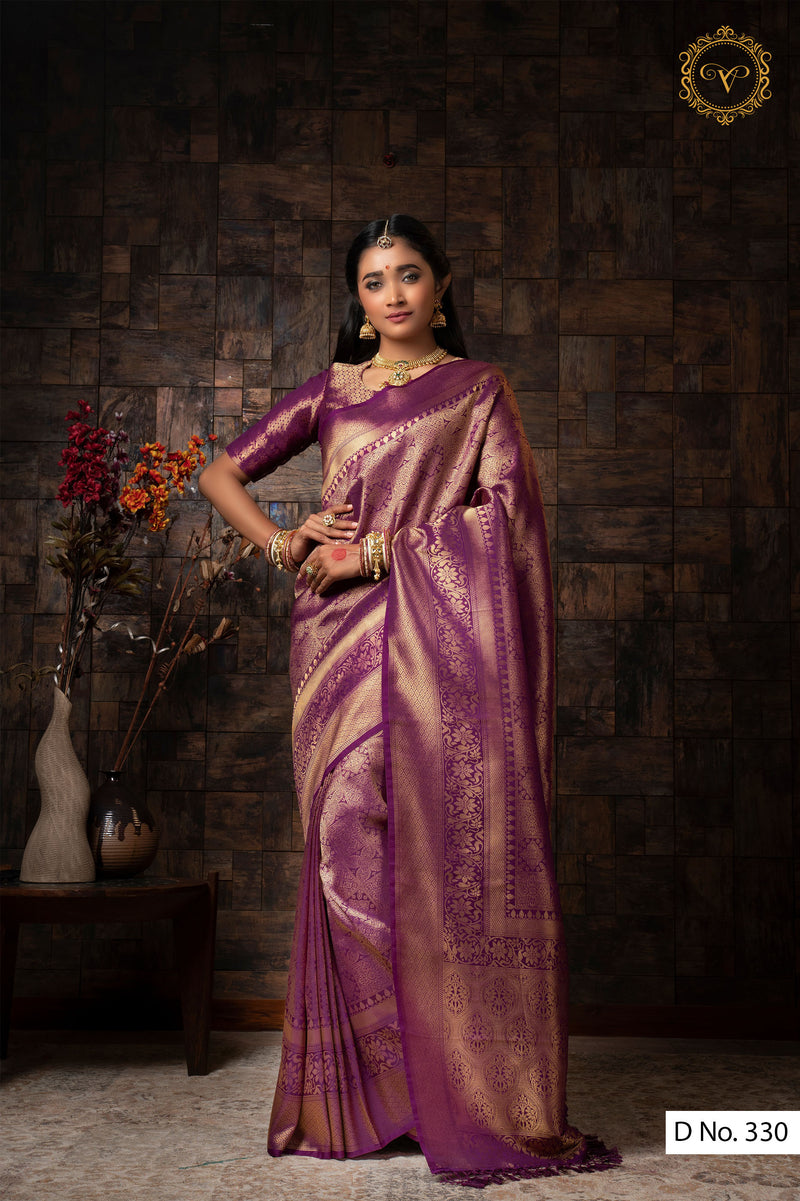 Grape Wine Feather Soft Saree - House of Vardha