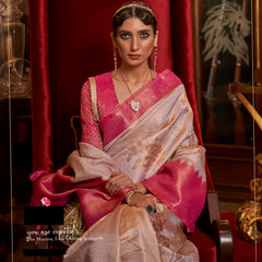 Designer zari base handloom weaving silk saree