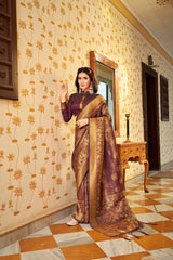 Royal Wine Soft handloom weaving silk Saree