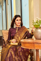 Royal Wine Soft handloom weaving silk Saree