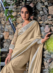 Soft Linen with foil printed blouse Saree