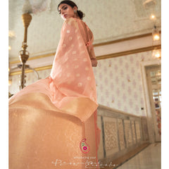 Peach colour pure Modal Weaving silk saree
