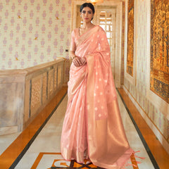 Peach colour pure Modal Weaving silk saree