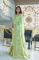 Pure Modal Royal Green  weaving Silk saree