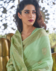 Pure Modal Royal Green  weaving Silk saree