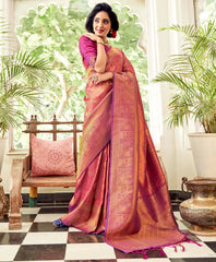 Orchid Purple Soft handloom weaving Silk Saree