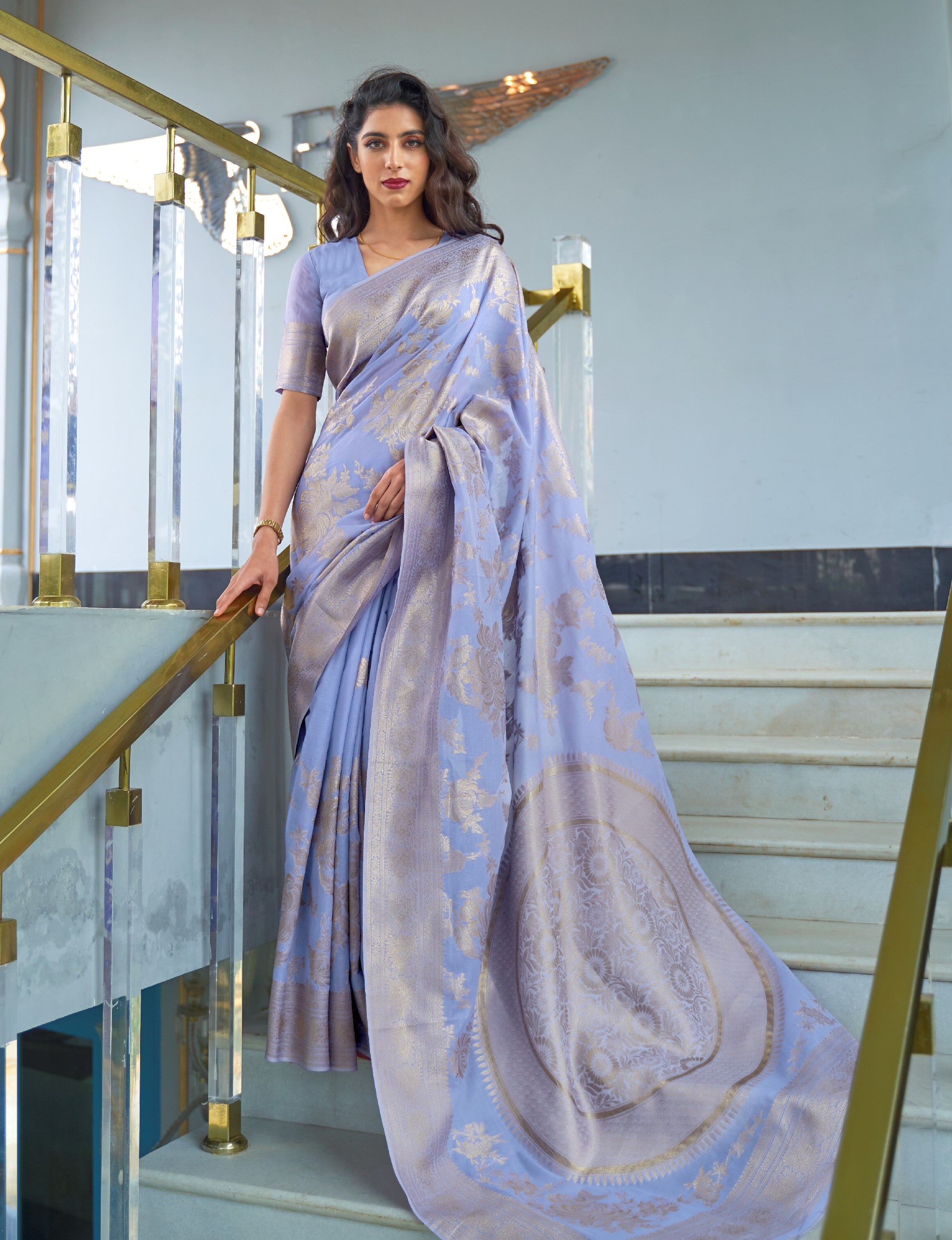 Pure Modal Royal Purple weaving Silk saree
