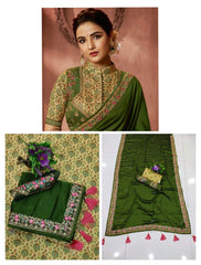 Rangoli Silk Embroidery Lace border saree