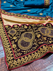 Fancy Lycra silver coated fabric saree