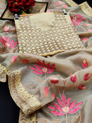 Khadi organza with Embroidery thread work saree