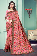 beautiful Designer Saree on premium Dolla fabric with kashmiri Embroidery work