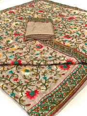 beautiful Designer Saree on premium Dolla fabric with kashmiri Embroidery work