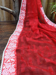 Organza Lakhnavi Embroidery Saree