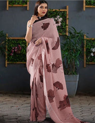 Pleated saree with flower pattern