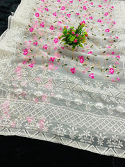 Beautiful Flower Design Heavy Pure Organza saree
