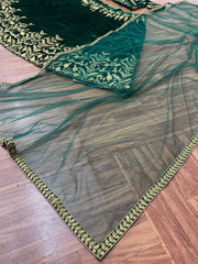 Green velvet Colour Embroidered Attractive Party Wear Velvet Lehenga choli