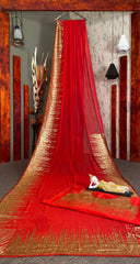 Royal red beautiful  matte sequence work party wear saree