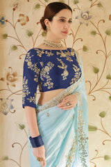 Premium Soft Organza with embroidery and sequence work saree