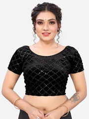 New designer stretchable velvet sequence work blouse