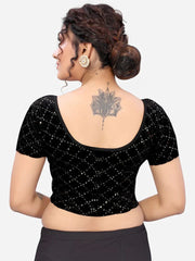 New designer stretchable velvet sequence work blouse