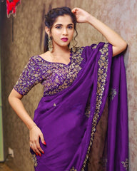 Fox georgette coding sequence and cut work saree