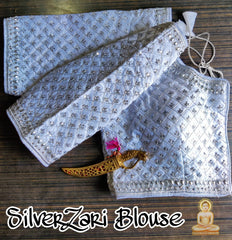White colour with silver zari work blouse