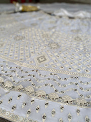 White fox georgette sequence embroidery work lehenga choli